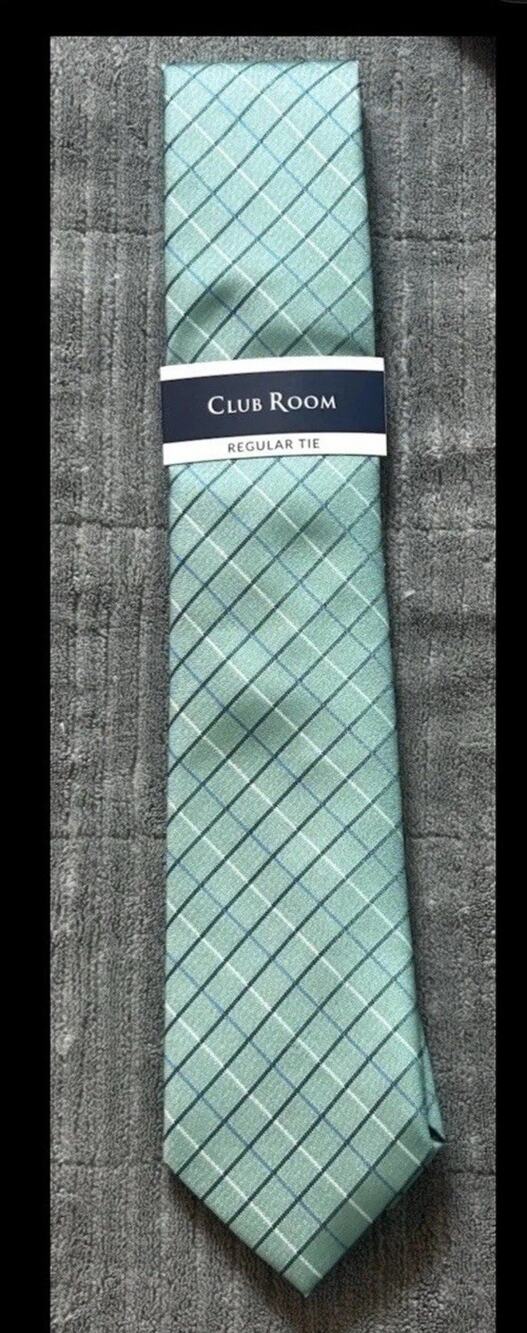 Club Room Green Grid Woven Tie NWT Macy's Exclusive MSRP $55